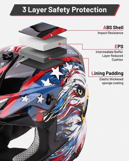 DOT Dirt Bike Helmet for Kids Eagle Blue
