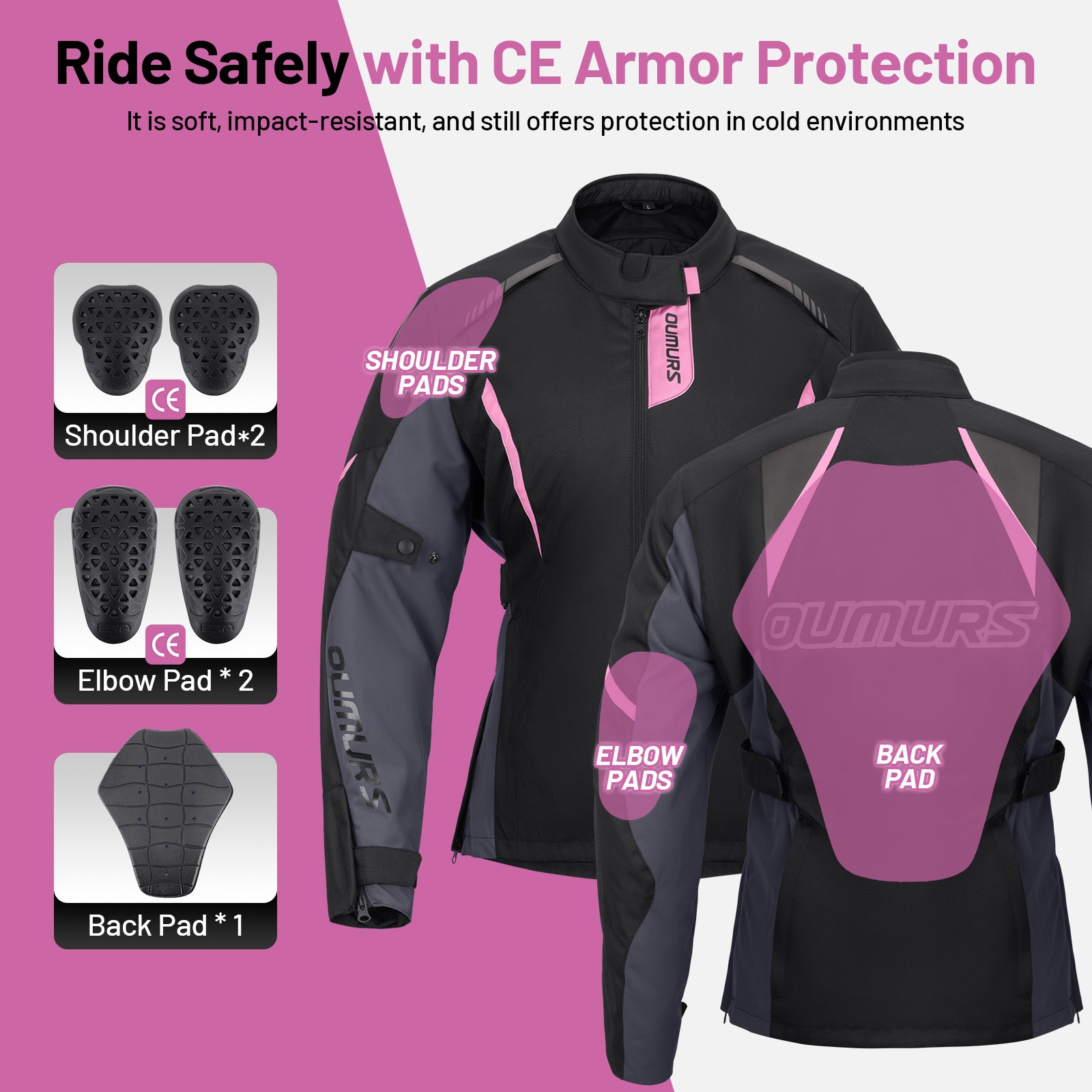 Motorcycle Jacket Black Pink
