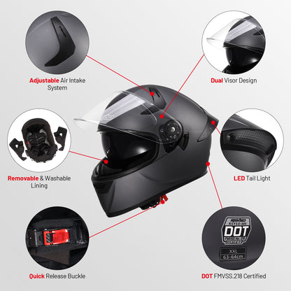 Dual Visor Full Face Motorcycle Helmet