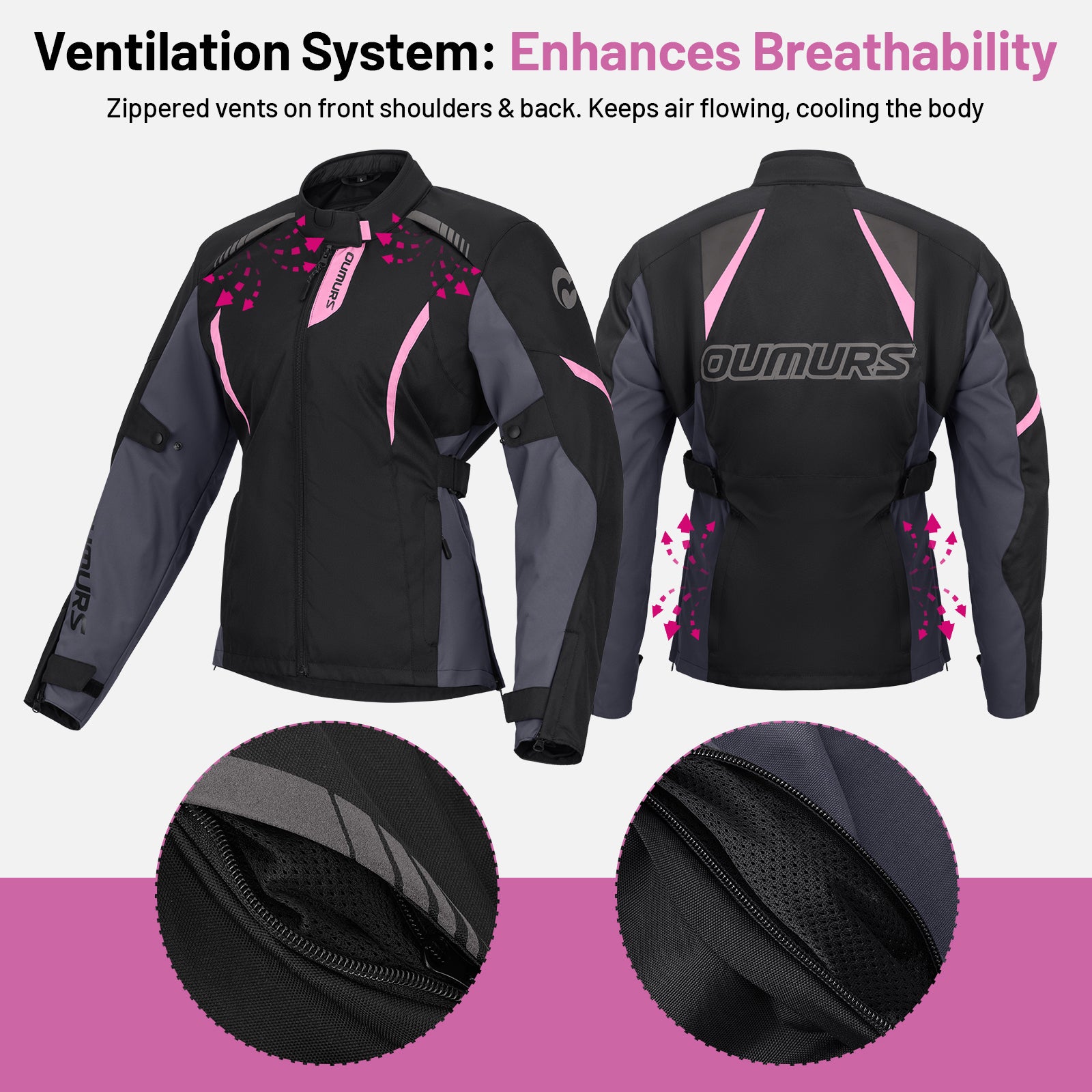 Motorcycle Jacket Black Pink