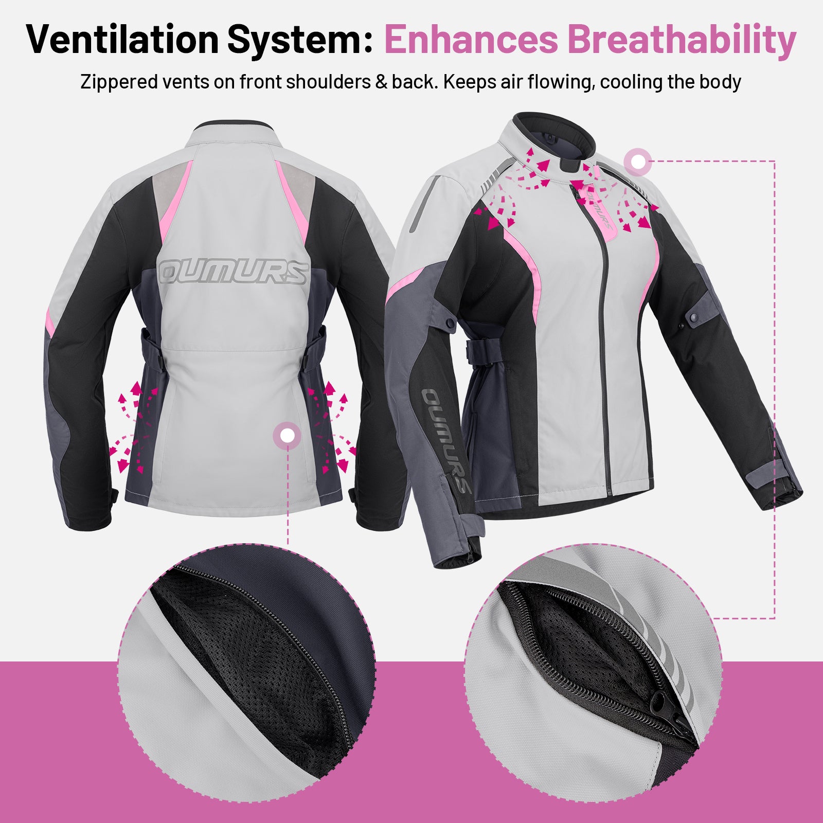 Motorcycle Jacket Grey Pink