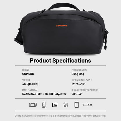 Oumurs 4L Crossbody Bag Sling Backpack for Men and Women