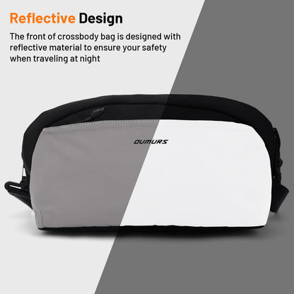 Oumurs 4L Reflective Crossbody Bag Sling Backpack for Motorcycle Men and Women