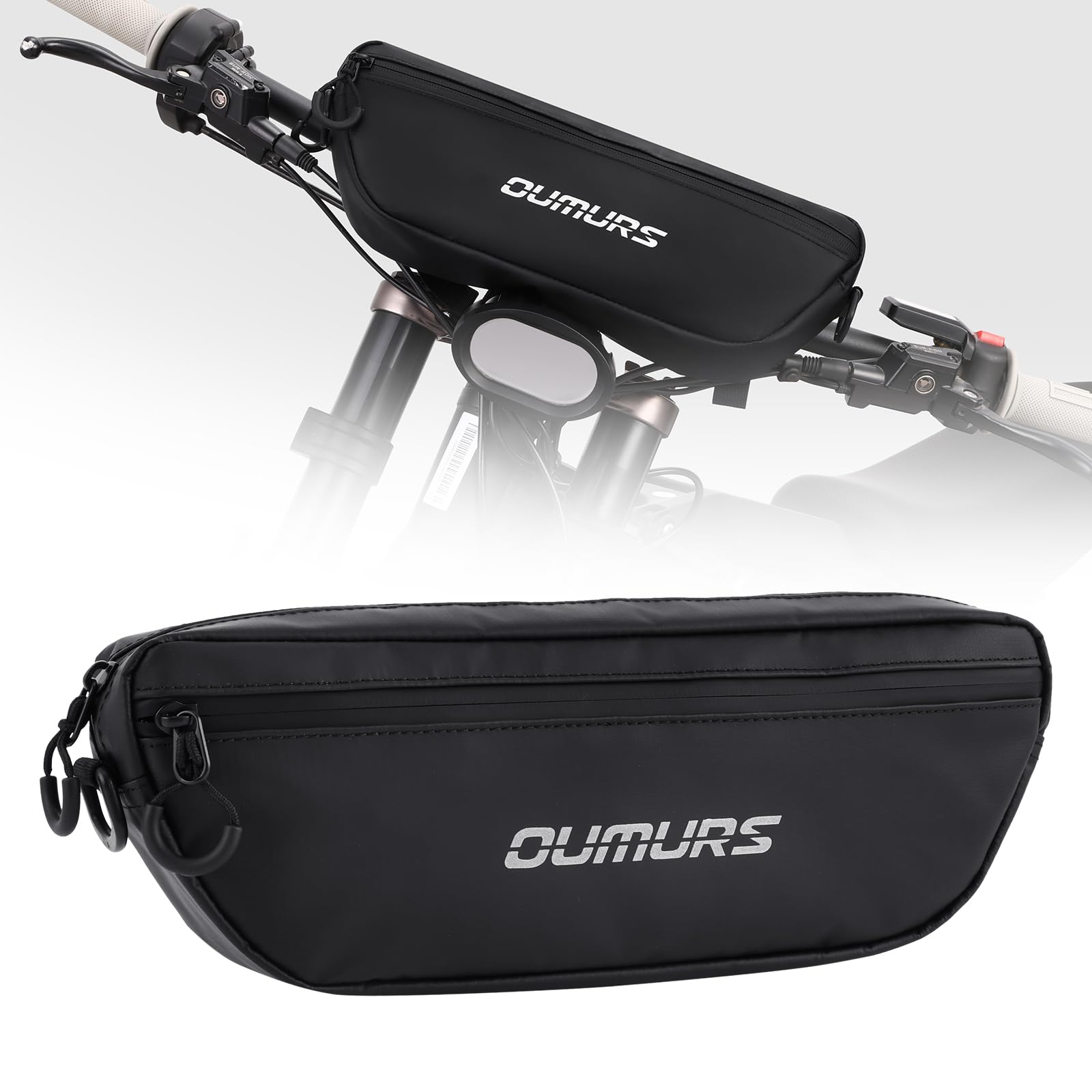 Oumurs Universal Motorcycle Handlebar Bag Water-resistant Bicycle Handlebar Bag Reflective Front Storage Bag