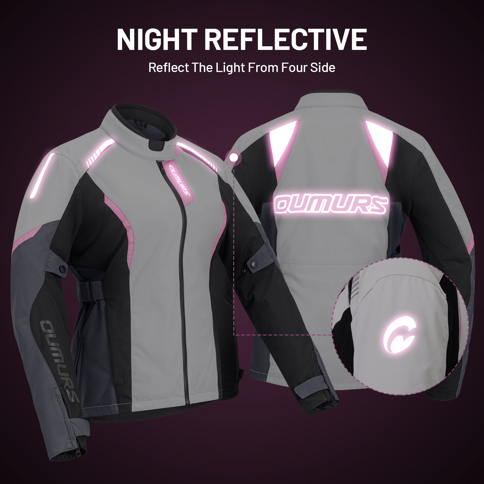 Motorcycle Jacket Grey Pink