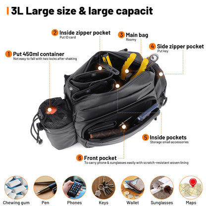 OUMURS Universal Motorcycle Handlebar Bag Water-resistant Sissy Bar Bag Reflective Bar Bag