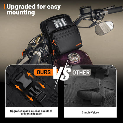 Oumurs Motorcycle Handlebar Bags,Water-resistant Universal Bar bag American Flag Sissy Bar Bag Front Fork Storage Accessory Bag, For Softail Dyna Sportsters Dirt Bike Scooter E-bike Bicycle
