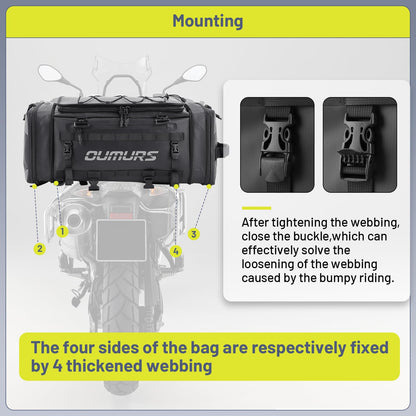 OUMURS Waterproof Motorcycle tail Bag With Rain Cover,45-60L Expandable Large Capacity