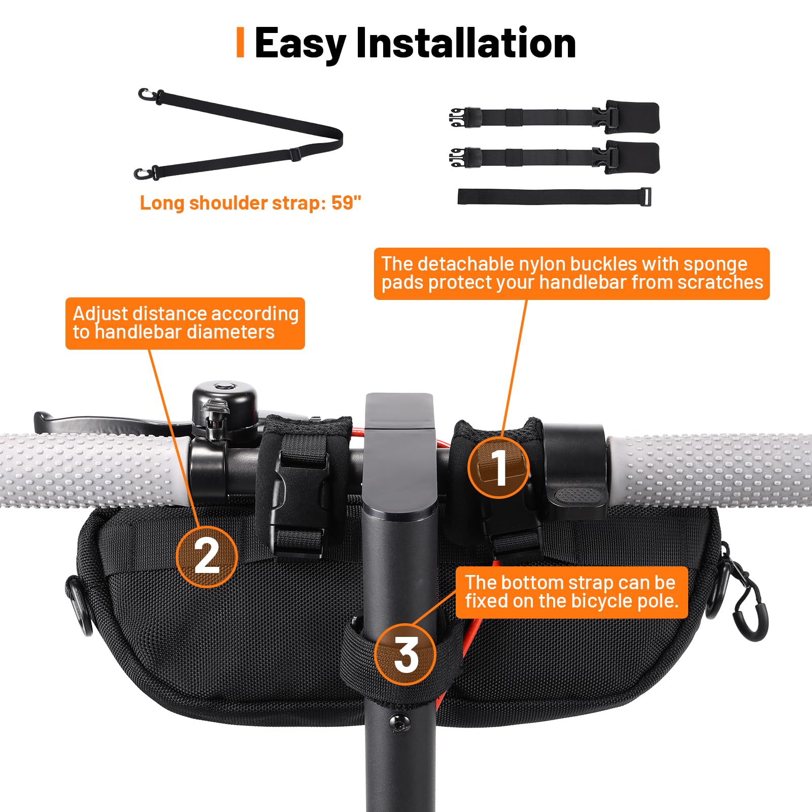 Oumurs Universal 1680D Motorcycle handlebar bag Water-resistant Reflective Bicycle Handle bar BagFront Storage Bag