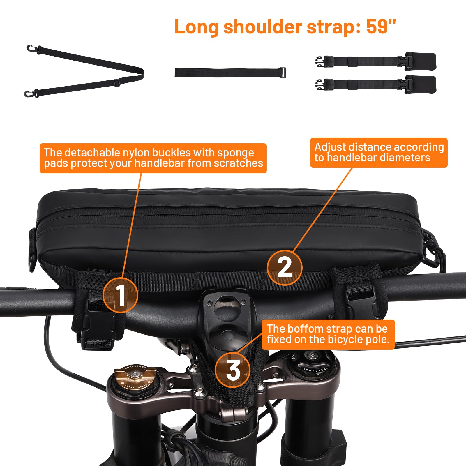 Oumurs Universal Motorcycle Handlebar Bag Water-resistant Bicycle Handlebar Bag Reflective Front Storage Bag
