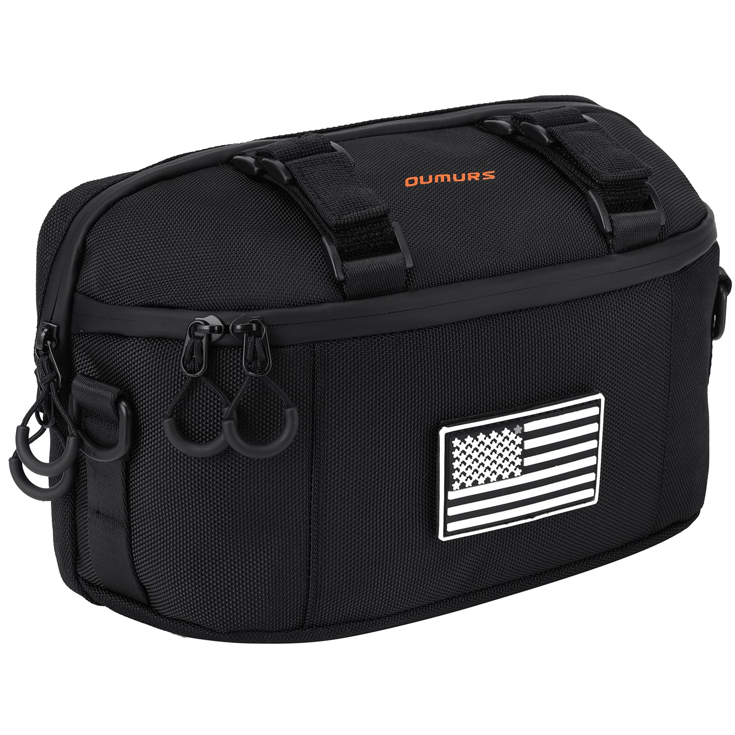 Oumurs Motorcycle Handlebar Bag,1680D Water-resistant Universal Bar bag American Flag Sissy Bar Bag