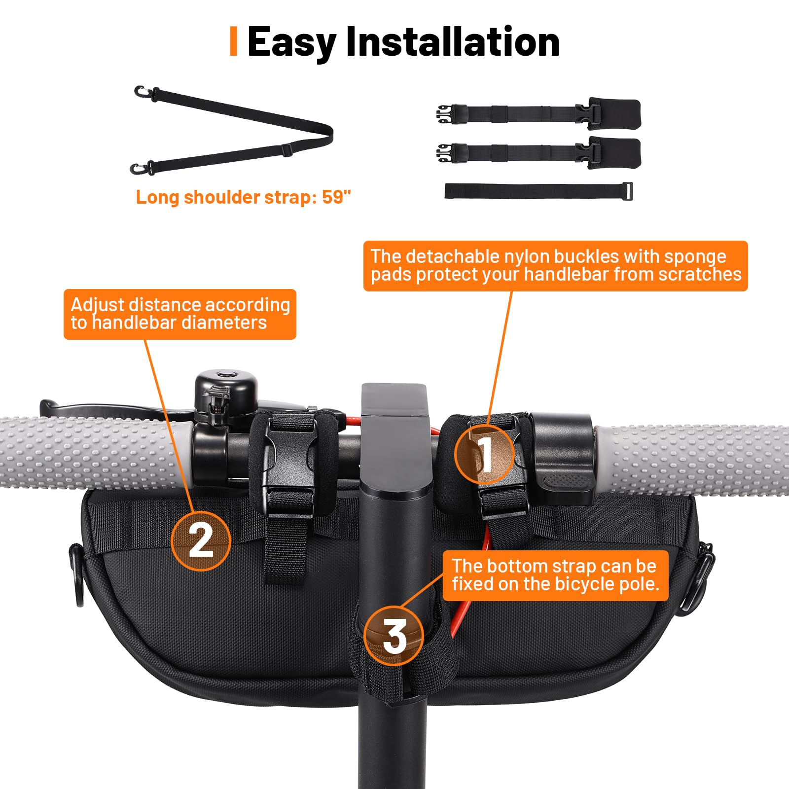 Oumurs Universal 1800D Motorcycle handlebar bag Water-resistant Reflective Bicycle Handle bar Bag