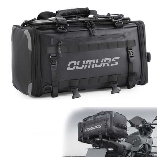 OUMURS Waterproof Motorcycle tail Bag With Rain Cover,45-60L Expandable Large Capacity