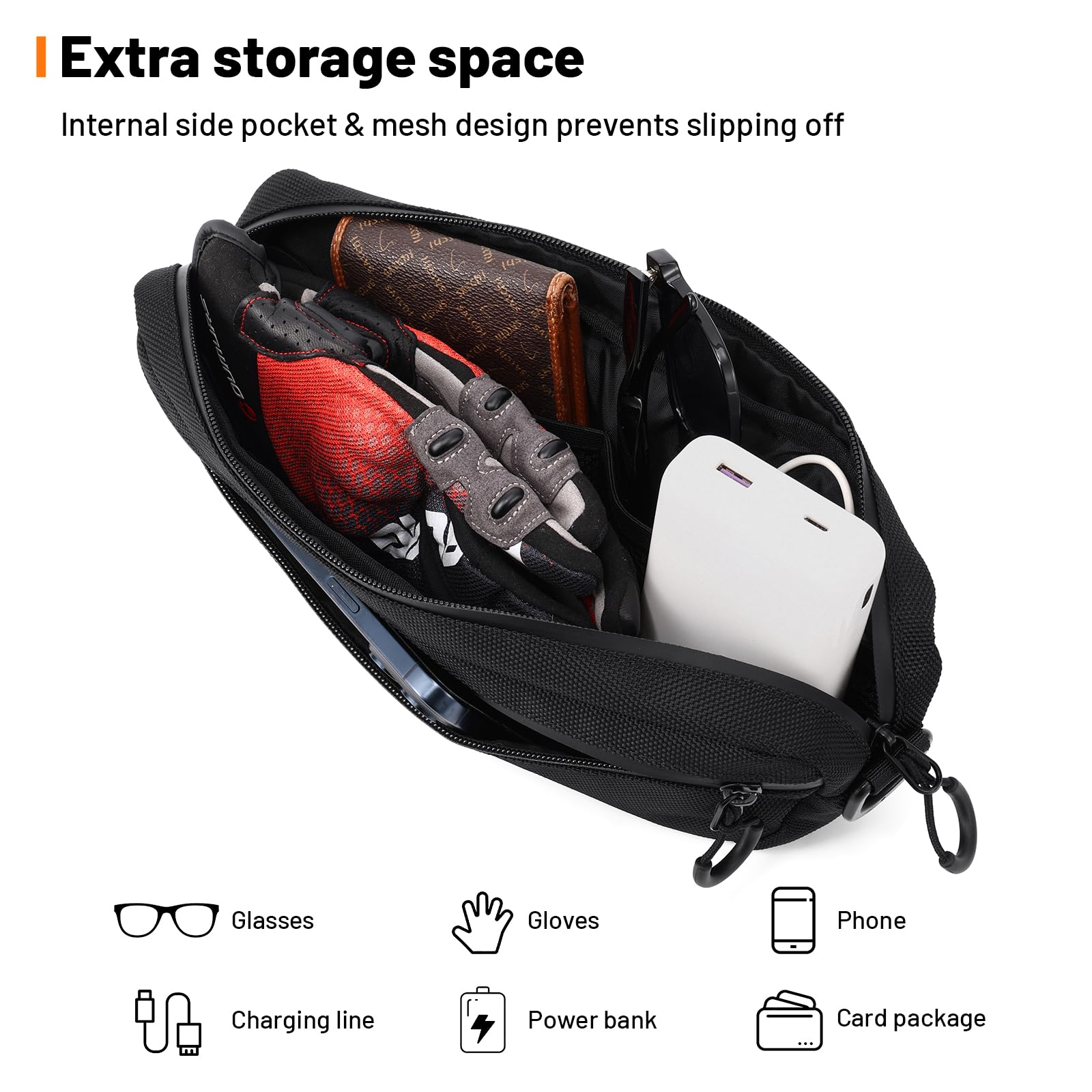 Oumurs Universal 1680D Motorcycle handlebar bag Water-resistant Reflective Bicycle Handle bar BagFront Storage Bag