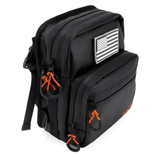 Oumurs Motorcycle Handlebar Bags,Water-resistant Universal Bar bag American Flag Sissy Bar Bag Front Fork Storage Accessory Bag, For Softail Dyna Sportsters Dirt Bike Scooter E-bike Bicycle