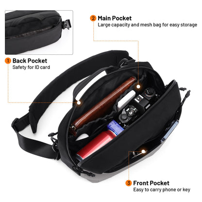 Oumurs 4L Reflective Crossbody Bag Sling Backpack for Motorcycle Men and Women