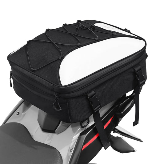 Oumurs 22L-34L Motorcycles Tail Bag,Reflective Backpack 600D RPET Fabric Motorcycle Bags Back Seat Luggage Bags