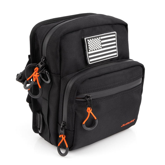 Oumurs Motorcycle Handlebar Bags,1680D Water-resistant Universal Bar bag American Flag Sissy Bar Bag