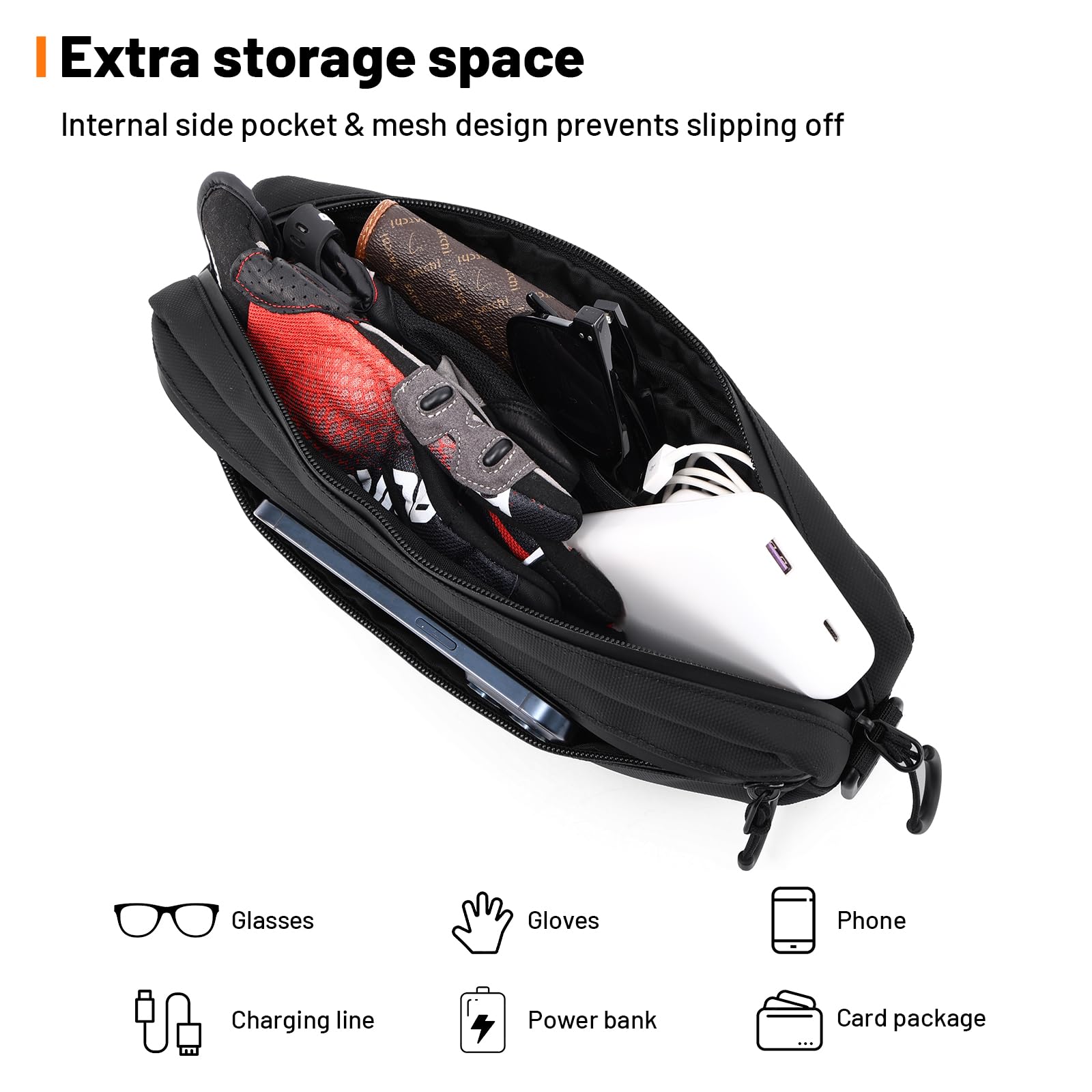 Oumurs Universal 1800D Motorcycle handlebar bag Water-resistant Reflective Bicycle Handle bar Bag