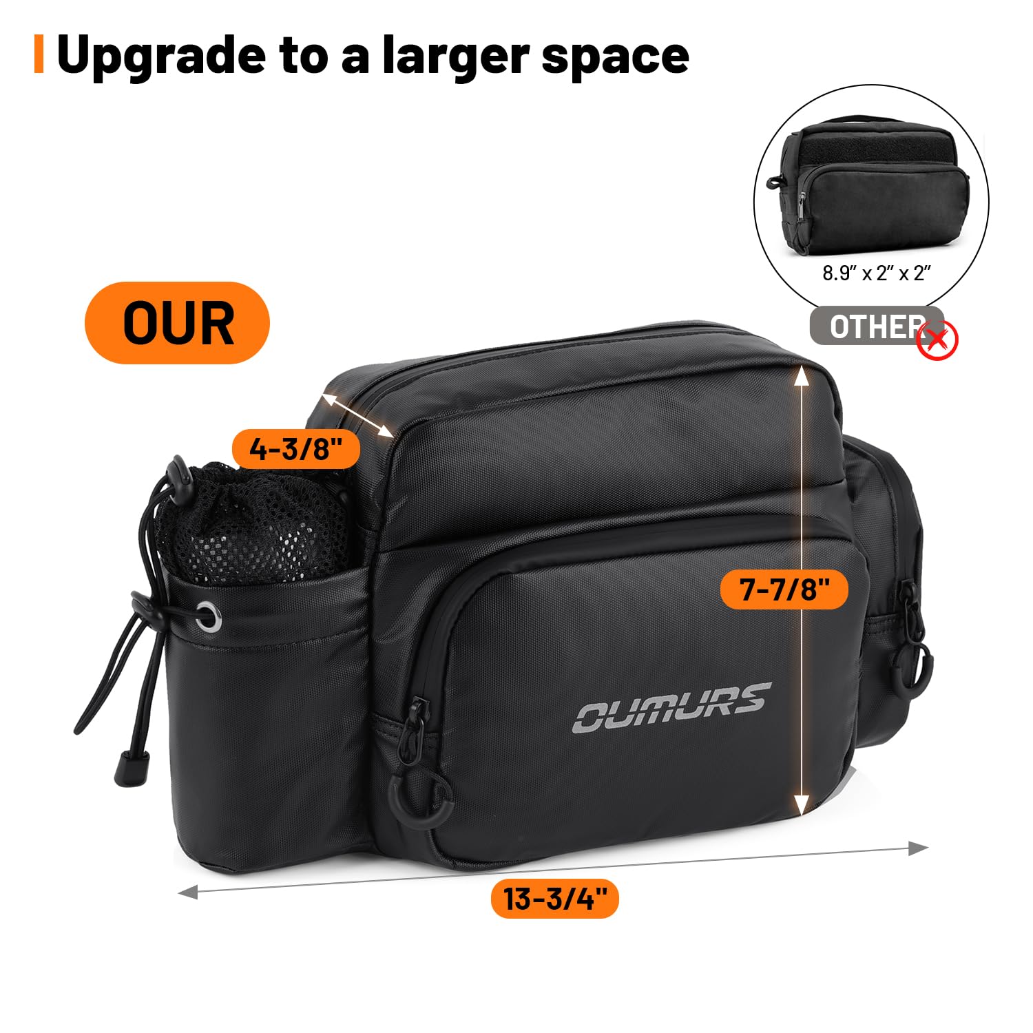 OUMURS Universal Motorcycle Handlebar Bag Water-resistant Sissy Bar Bag Reflective Bar Bag