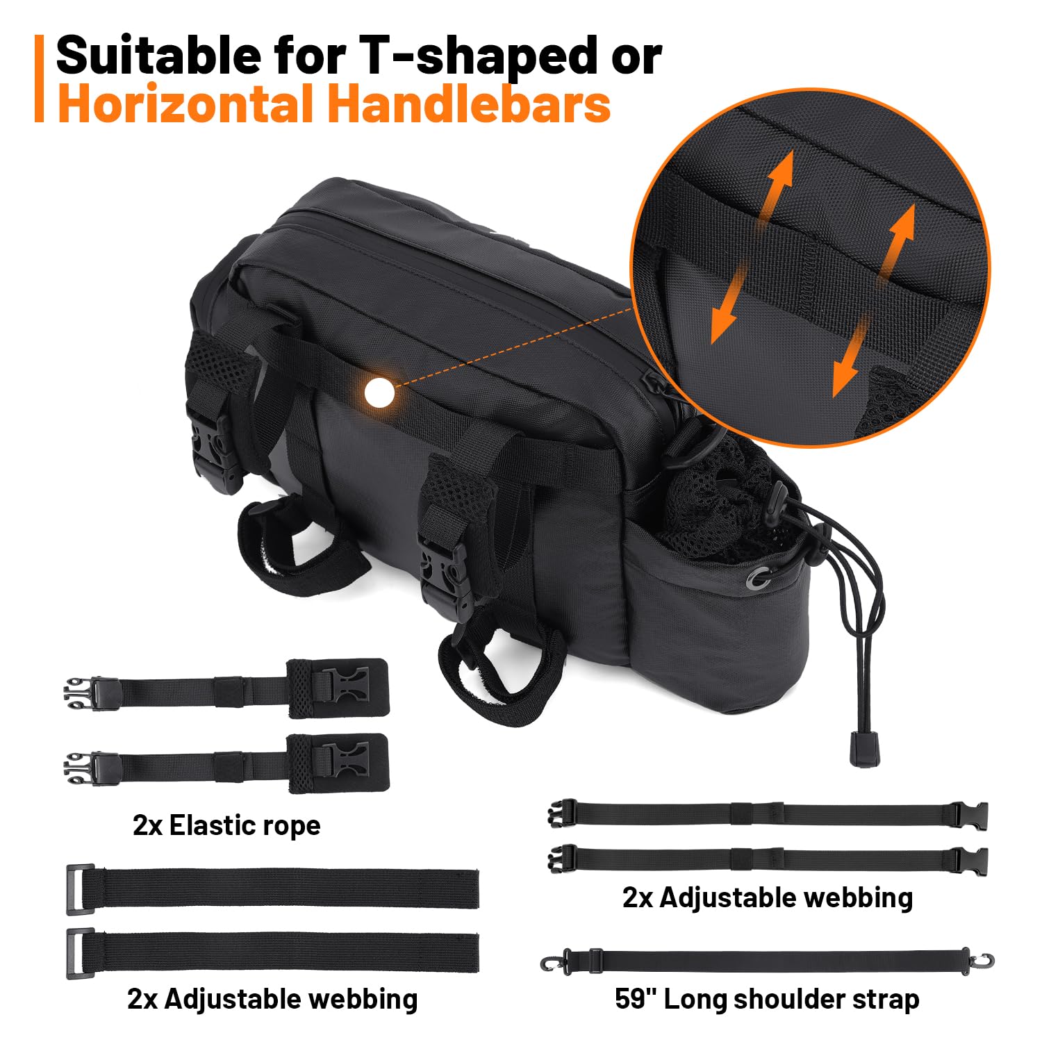OUMURS Universal Motorcycle Handlebar Bag Water-resistant Sissy Bar Bag Reflective Bar Bag