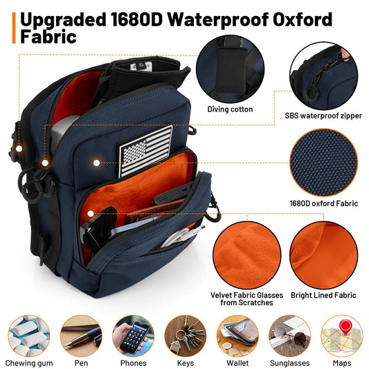 OUMURS Motorcycle Handlebar Bag,Universal Bar bag American Flag 1680D Water-resistant Sissy Bar Bag