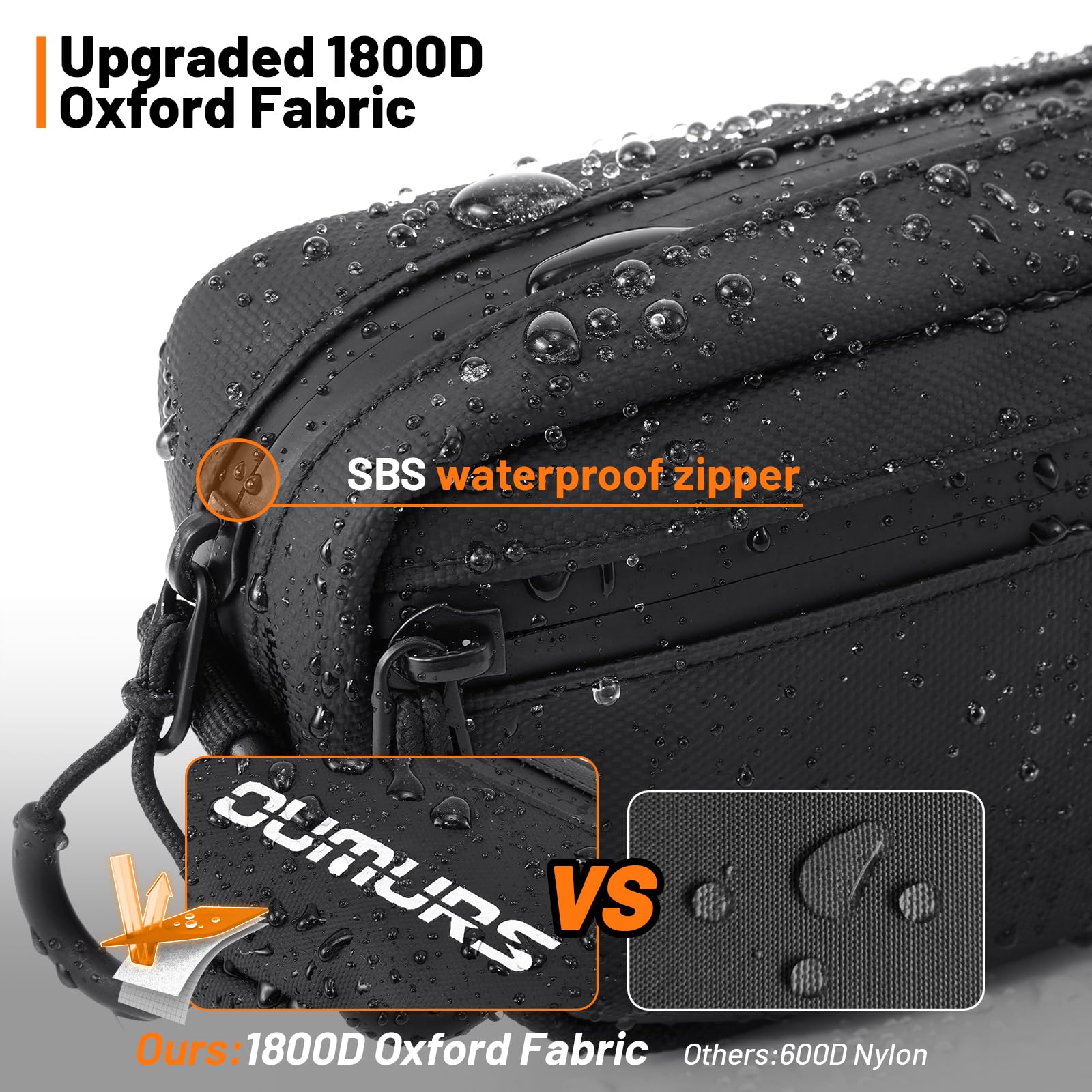 Oumurs Universal 1800D Motorcycle handlebar bag Water-resistant Reflective Bicycle Handle bar Bag