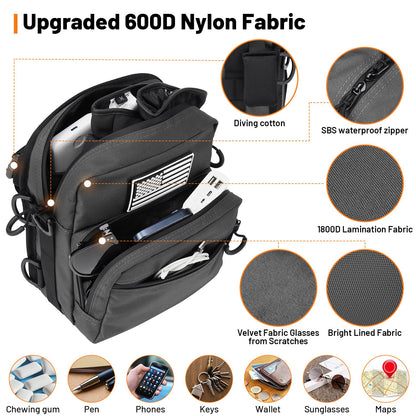 Oumurs Motorcycle Handlebar Bags,600D Nylon Water-resistant Universal Bar bag American Flag Sissy Bar Bag