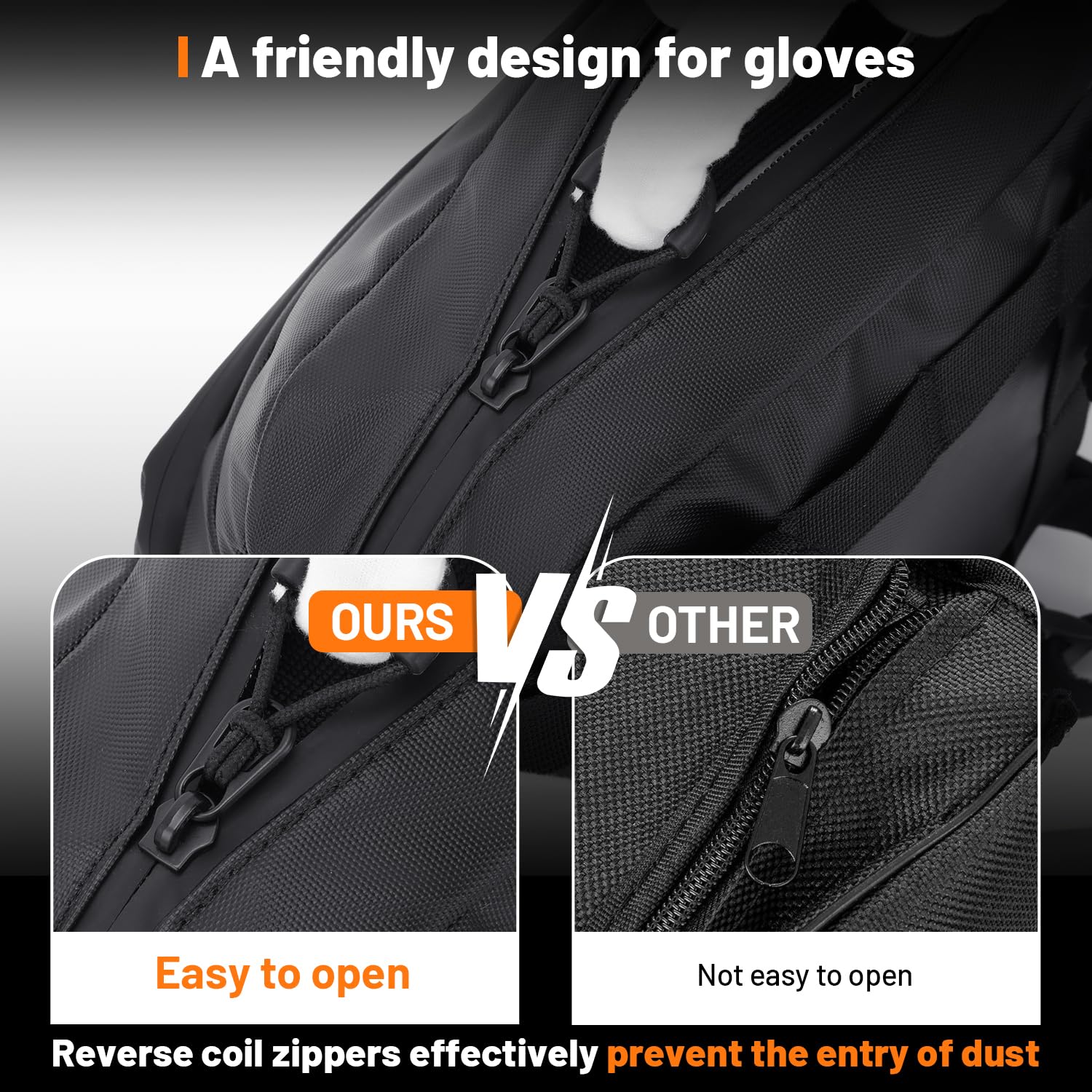 OUMURS Universal Motorcycle Handlebar Bag Water-resistant Sissy Bar Bag Reflective Bar Bag