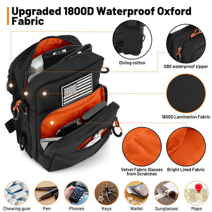 Oumurs Motorcycle Handlebar Bags,1800D Water-resistant Universal Bar bag American Flag Sissy Bar Bag