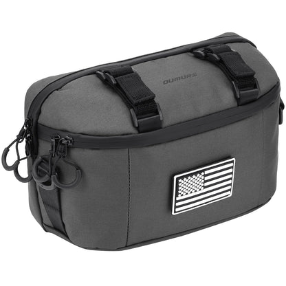 Motorcycle Handlebar Bag,600D Nylon Oxford Universal Bar bag American Flag Sissy Bar Bag Front Fork Storage Accessory Bag