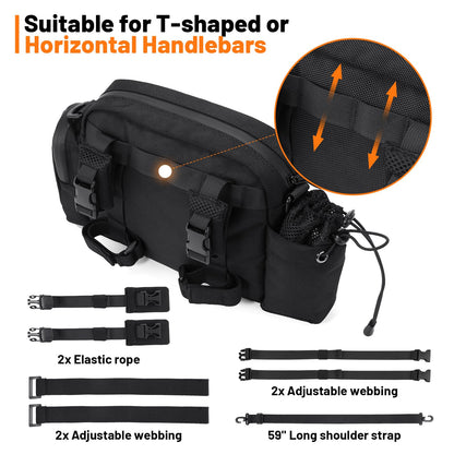 Oumurs Motorcycle Handlebar Bag 1680D Water-Resistant 18L,Sissy Bar Bag Bike