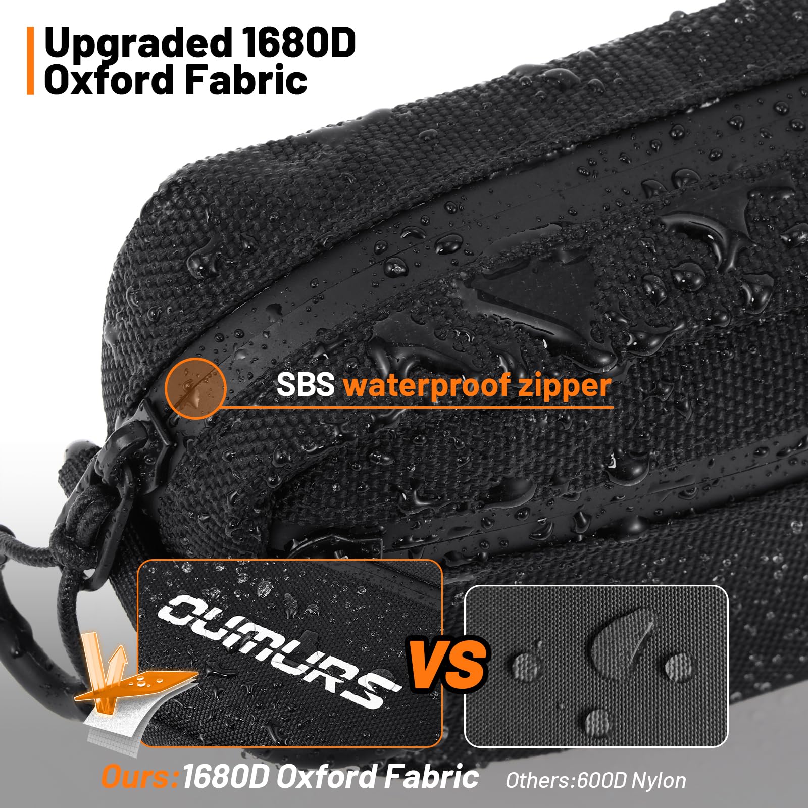 Oumurs Universal 1680D Motorcycle handlebar bag Water-resistant Reflective Bicycle Handle bar BagFront Storage Bag