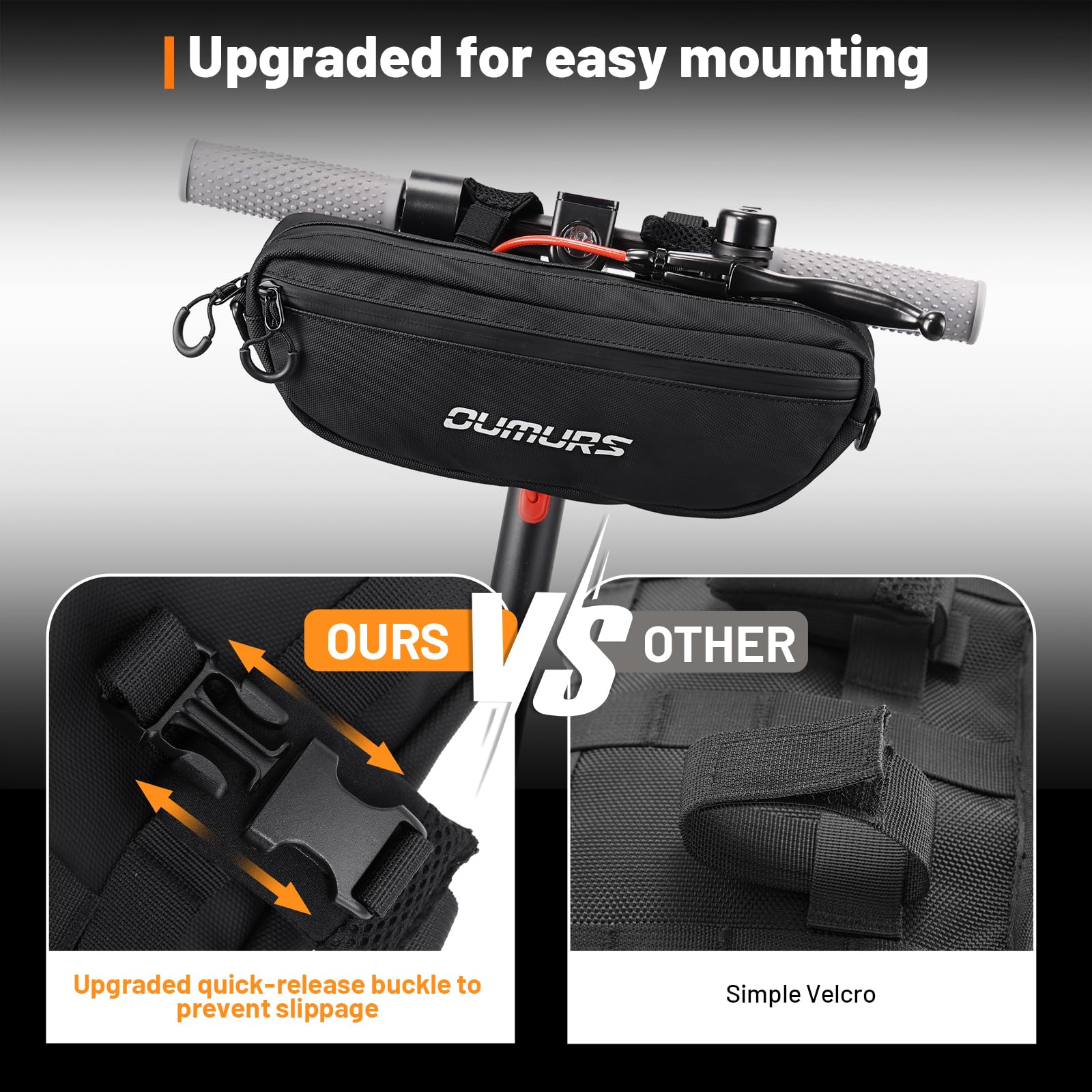 Oumurs Universal 1800D Motorcycle handlebar bag Water-resistant Reflective Bicycle Handle bar Bag