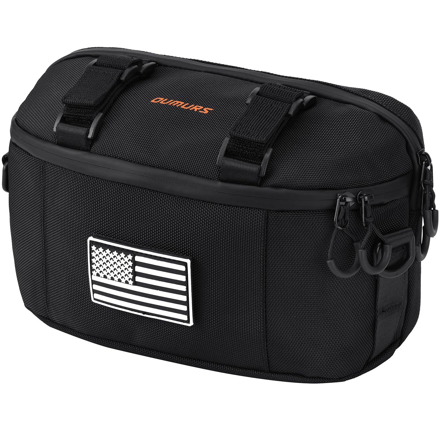 Oumurs Motorcycle Handlebar Bag,1680D Water-resistant Universal Bar bag American Flag Sissy Bar Bag
