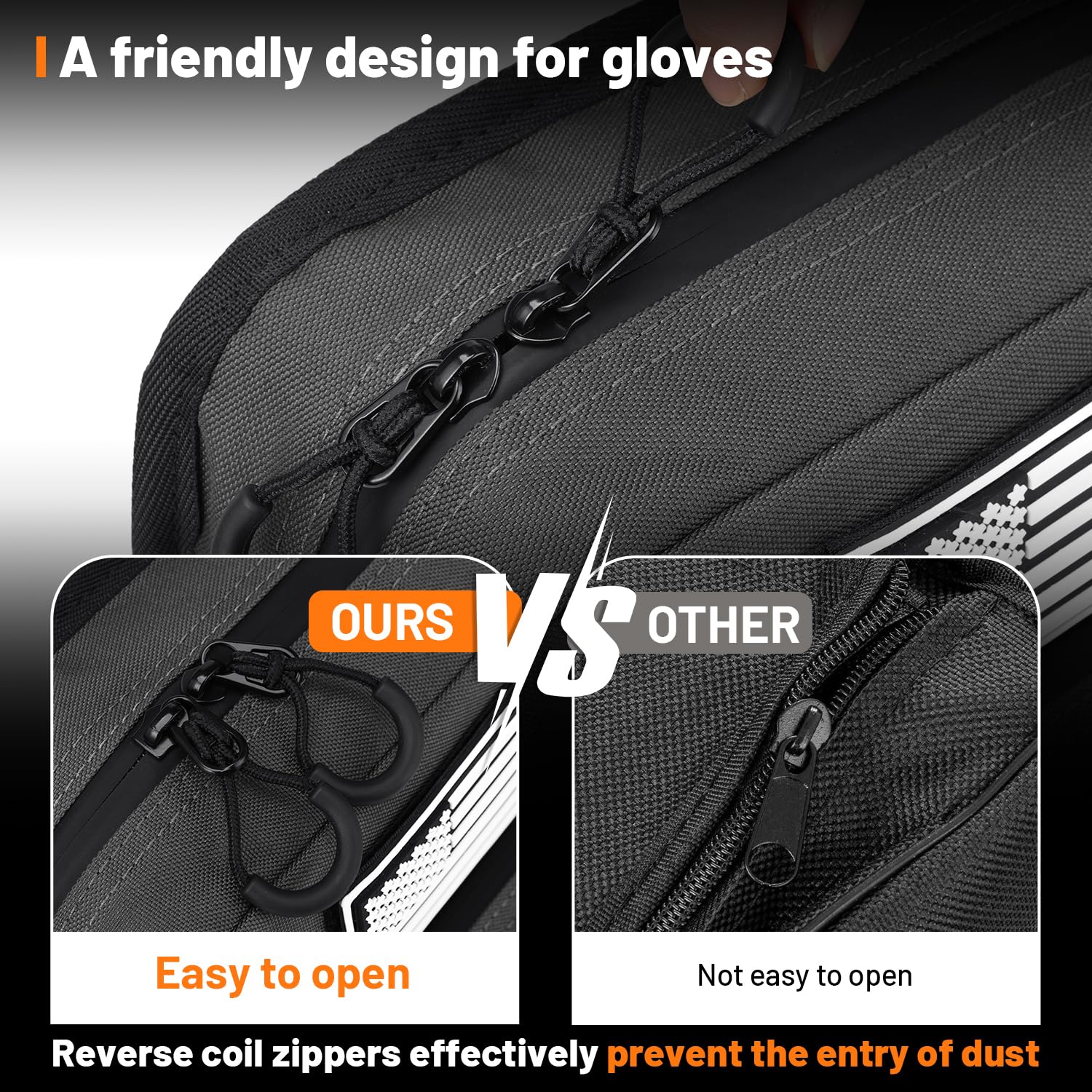 Oumurs Motorcycle Handlebar Bags,600D Nylon Water-resistant Universal Bar bag American Flag Sissy Bar Bag