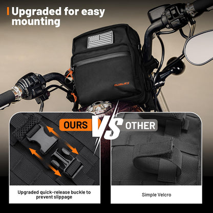 Oumurs Motorcycle Handlebar Bags,1680D Water-resistant Universal Bar bag American Flag Sissy Bar Bag