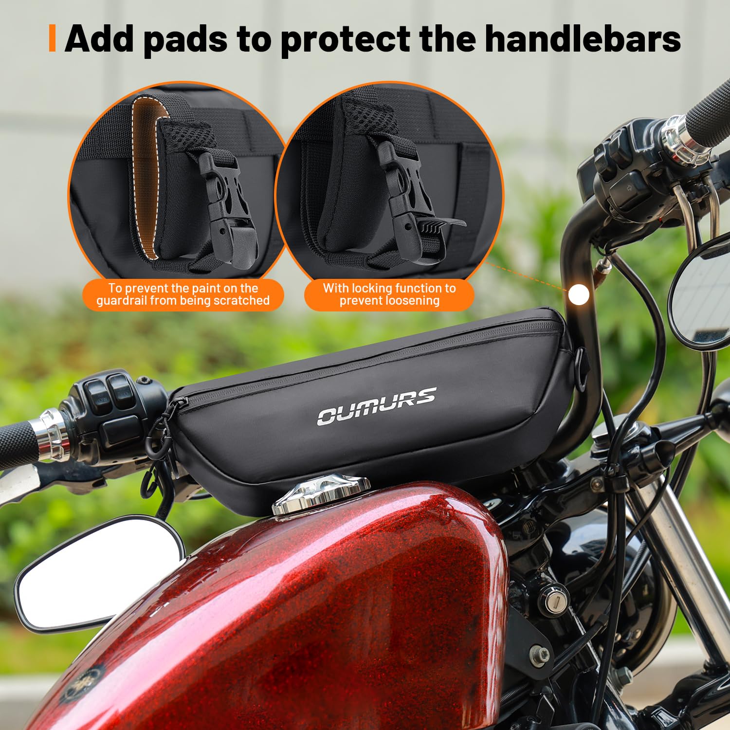 Oumurs Universal Motorcycle Handlebar Bag Water-resistant Bicycle Handlebar Bag Reflective Front Storage Bag