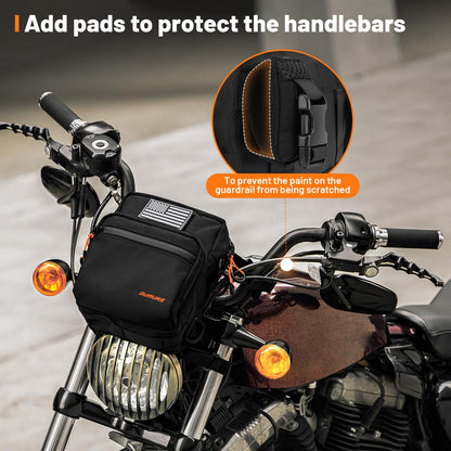 Oumurs Motorcycle Handlebar Bags,1800D Water-resistant Universal Bar bag American Flag Sissy Bar Bag