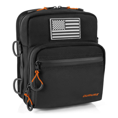 Oumurs Motorcycle Handlebar Bags,1680D Water-resistant Universal Bar bag American Flag Sissy Bar Bag