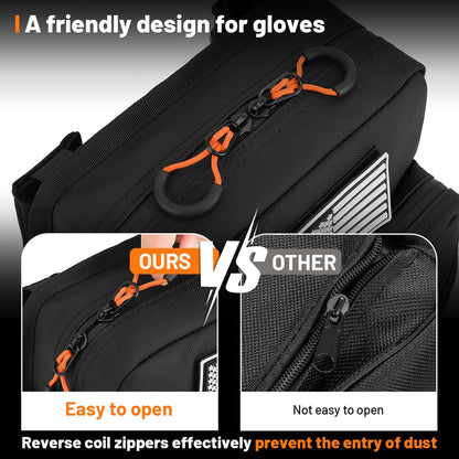Oumurs Motorcycle Handlebar Bags,1800D Water-resistant Universal Bar bag American Flag Sissy Bar Bag
