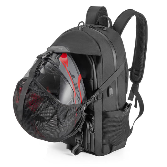 Oumurs Motorcycle Helmet Backpack 50L, Black Water-Resistant 1680D Oxford Fabric