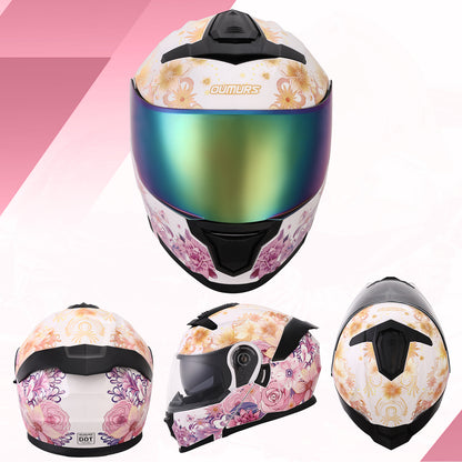 Modular Motorcycle Helmets Full Face Flower Sea Pink